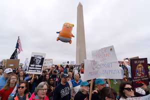 Protesters tee off against Trump and Musk in rallies across US