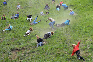 Kiwi man takes a top spot in annual UK downhill cheese chase